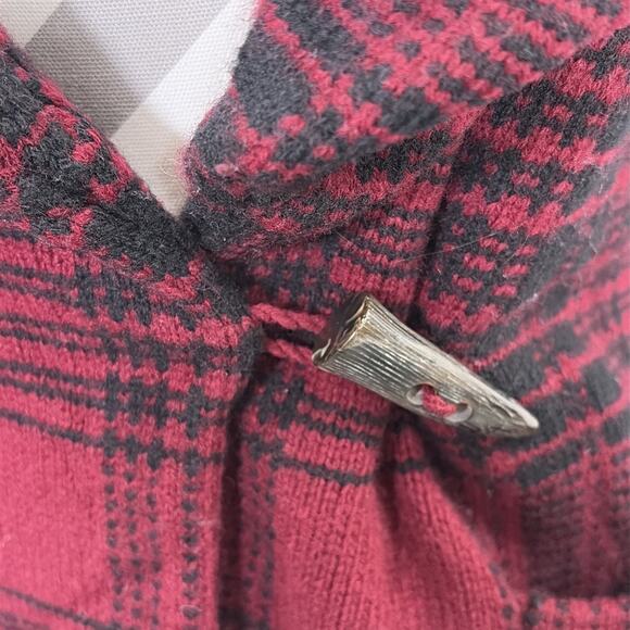 Ralph Lauren Rugby Shawl Collar Cardigan Jacket 2000s Maroon & Black Small Chrty - Picture 3 of 13